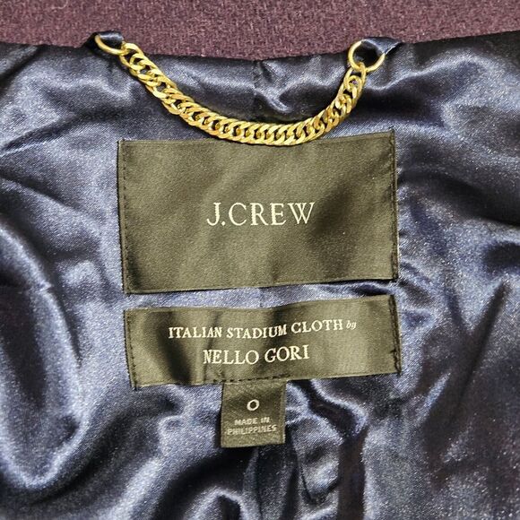 J‎ Crew Cocoon Coat Italian Stadium Cloth Nello Gori Wool Purple Size 0 - Picture 5 of 12